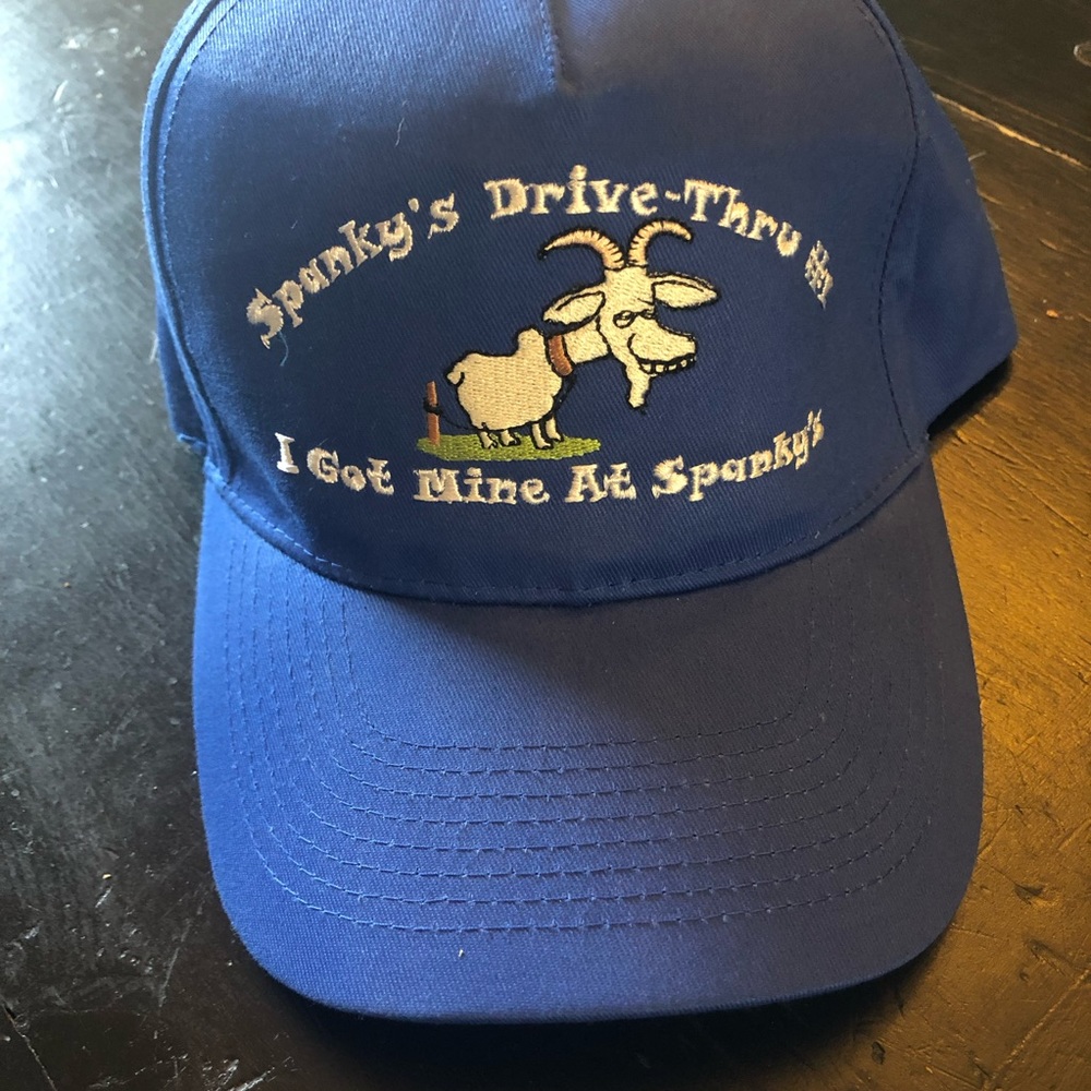“I Got Mine At Spanky’s” Men’s Cap. O/S Adjustable. Blue